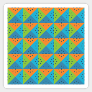 Funky Squares Blue Orange Green Sticker